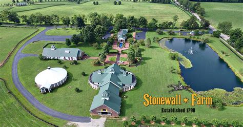 Stonewall farm - www.kyhorsefarms.com 518 East Main Street • Lexington, Kentucky 40508 • (859) 255-3657. Strategically located in the heart of the Thoroughbred industry, Stonewall Farm is situated on 262 lush acres and adjoins Lane’s End and divisions of Airdrie Stud. Stonewall Farm is as steeped in rich tradition as a Bluegrass farm can be while boasting ...